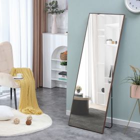 Brown Solid Wood Frame Full-length Mirror, Dressing Mirror, Bedroom Home Porch, Decorative Mirror, Clothing Store, Floor Mounted Large Mirror