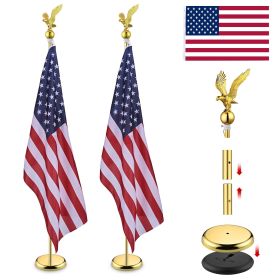 Set of 2 6FT Indoor Flag Pole Kit Eagle Topper, Golden