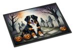 Bernese Mountain Dog Spooky Halloween Doormat Front Door Mat Indoor Outdoor Rugs for Entryway, Non Slip Washable Low Pile, 24H X 36W