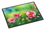 Iowa Wild Prairie Roses in Watercolor Doormat Front Door Mat Indoor Outdoor Rugs for Entryway, Non Slip Washable Low Pile, 24H X 36W