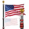25FT Telescoping Flag Pole, Black | 22FLP002-25-F1-06.V2 Upgrade Version