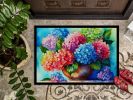 Hydrangeas in Watercolor Doormat Front Door Mat Indoor Outdoor Rugs for Entryway, Non Slip Washable Low Pile, 24H X 36W