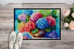Hydrangeas in Watercolor Doormat Front Door Mat Indoor Outdoor Rugs for Entryway, Non Slip Washable Low Pile, 24H X 36W