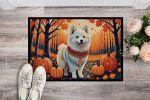 American Eskimo Fall Doormat Front Door Mat Indoor Outdoor Rugs for Entryway, Non Slip Washable Low Pile, 24H X 36W