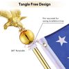Set of 2 8FT Indoor Flag Pole Kit Eagle Topper, Golden