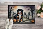 Bernese Mountain Dog Spooky Halloween Doormat Front Door Mat Indoor Outdoor Rugs for Entryway, Non Slip Washable Low Pile, 24H X 36W
