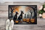 Doberman Pinscher Spooky Halloween Doormat Front Door Mat Indoor Outdoor Rugs for Entryway, Non Slip Washable Low Pile, 24H X 36W