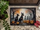 Doberman Pinscher Spooky Halloween Doormat Front Door Mat Indoor Outdoor Rugs for Entryway, Non Slip Washable Low Pile, 24H X 36W