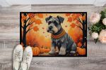 Schnauzer Fall Doormat Front Door Mat Indoor Outdoor Rugs for Entryway, Non Slip Washable Low Pile, 24H X 36W