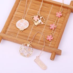 1pc Bookmark Romantic Small Flower Book Holder Creative Personality Alloy Stationery Pendant (Style: Fan-shaped Cherry Blossoms)