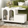 Mobile End Table with lockable wheels, Cream Style Side Table with Storage Drawer, 11.8inch Narrow Nightstand with Multi-layer Storage, Living Room