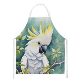 Sulphurcrested Cockatoo Apron Cooking Kitchen Server Baking Crafts Gardening for Adult Women Men, Unisex, Large, Multicolor (Default: Default)