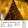 96 LED Curtain Icicle Lights for Party Christmas Decor - 8 Mode, Remote Control
