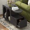 Mobile End Table with lockable wheels, Cream Style Side Table with Storage Drawer, 11.8inch Narrow Nightstand with Multi-layer Storage, Living Room