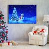Framed Canvas Wall Art Decor Painting For Chrismas, Chrismas Tree with Cute Snowman Chrismas Gift Painting For Chrismas Gift