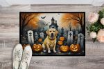 Yellow Labrador Retriever Spooky Halloween Doormat Front Door Mat Indoor Outdoor Rugs for Entryway, Non Slip Washable Low Pile, 24H X 36W