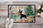 Boston Terrier Christmas Cookies Doormat Front Door Mat Indoor Outdoor Rugs for Entryway, Non Slip Washable Low Pile, 24H X 36W